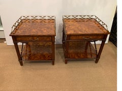 Pair of Bedside or Lamp Tables in Flame Mahogany
