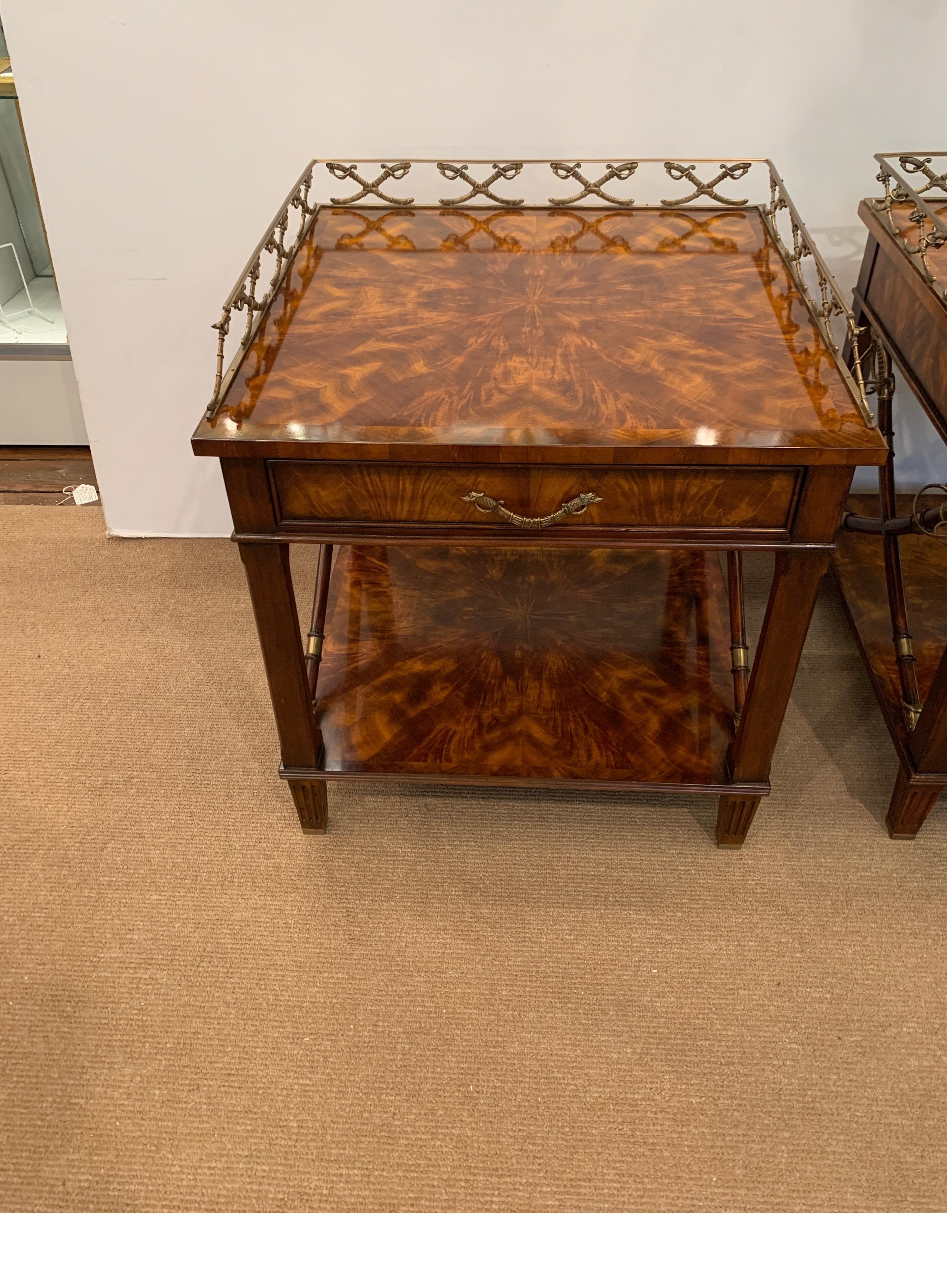 Regency Pair of Bedside or Lamp Tables in Flame Mahogany