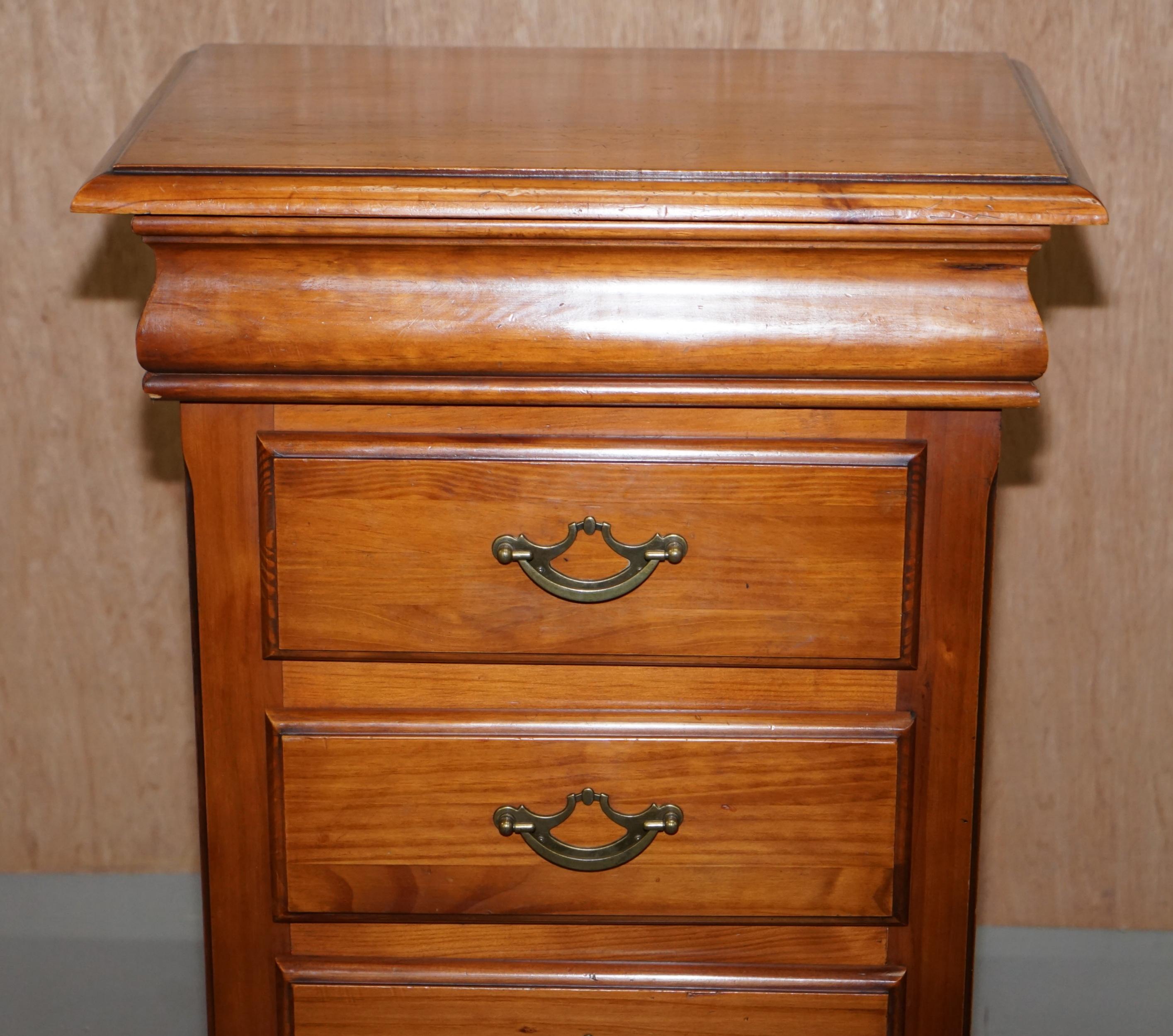 Pair of Bedside Table Drawers with Four Drawers Each, Cherry Color Wood 7