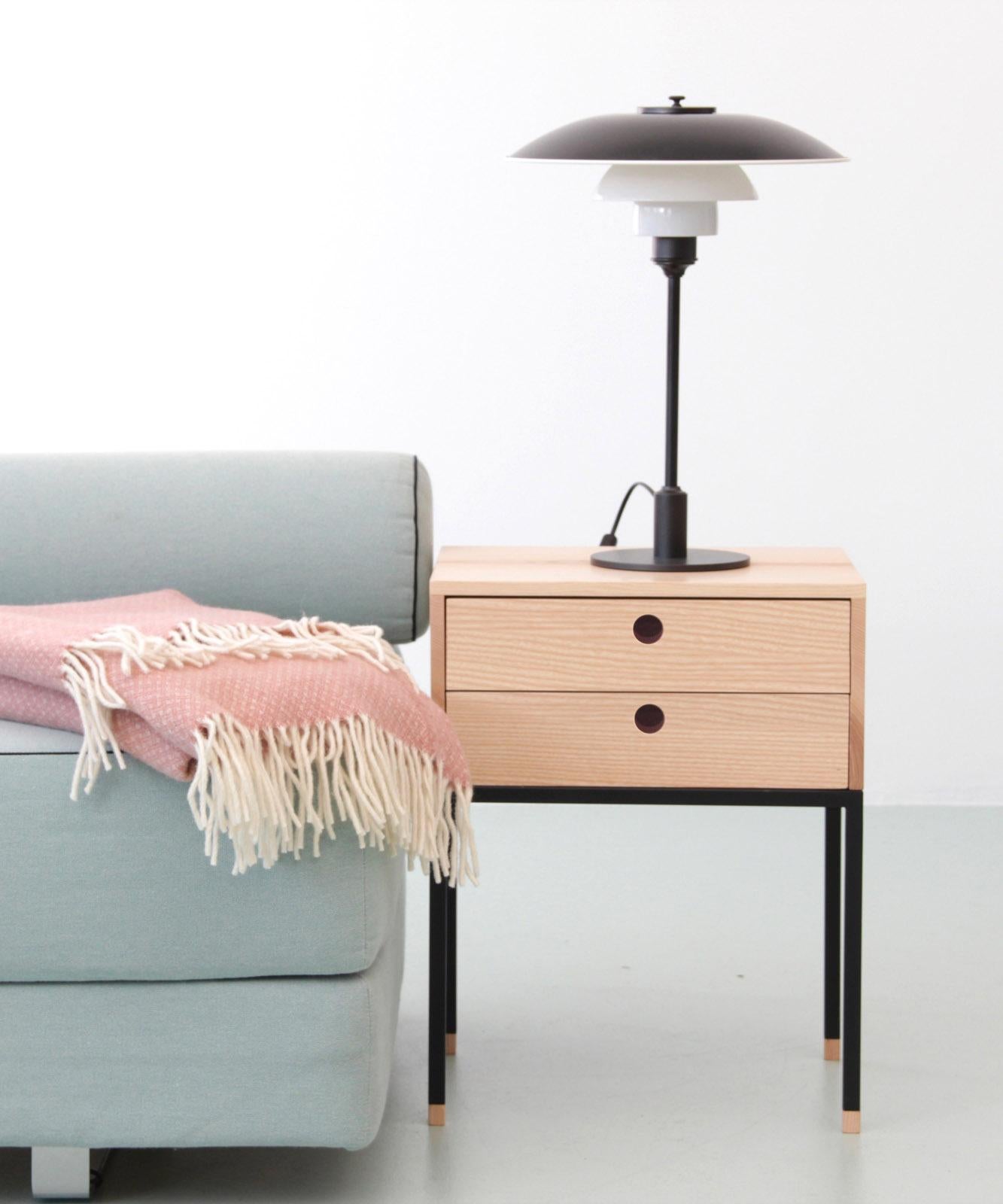 Scandinavian Modern Pair of bedside table model Cosmopol. 2 drawers For Sale
