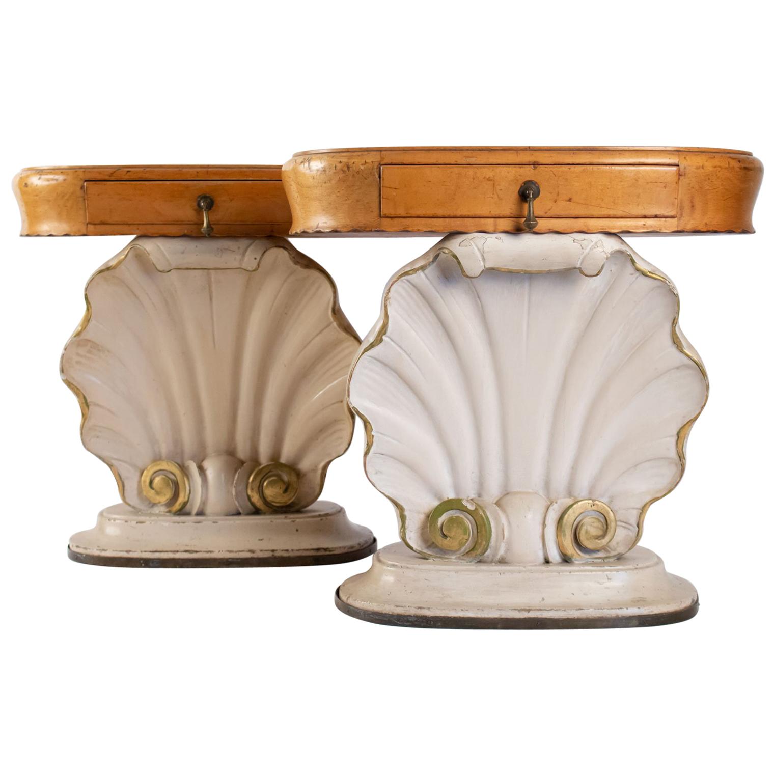 Pair of Bedside Tables, 1940s, Midcentury Art, Shell Decor, Home Decor