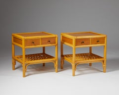1960s Swedish Rattan and Wood Bedside Tables – DUX Design, Mid-Century Modern