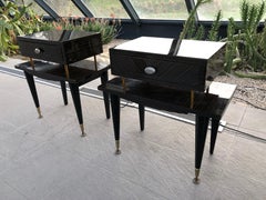 Pair of Bedside Tables Art Deco in the Style of Jean Pascaud, 1940