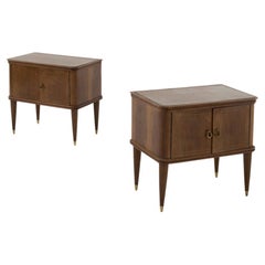Pair of Bedside Tables Attributed to Paolo Buffa in Brass and Glass