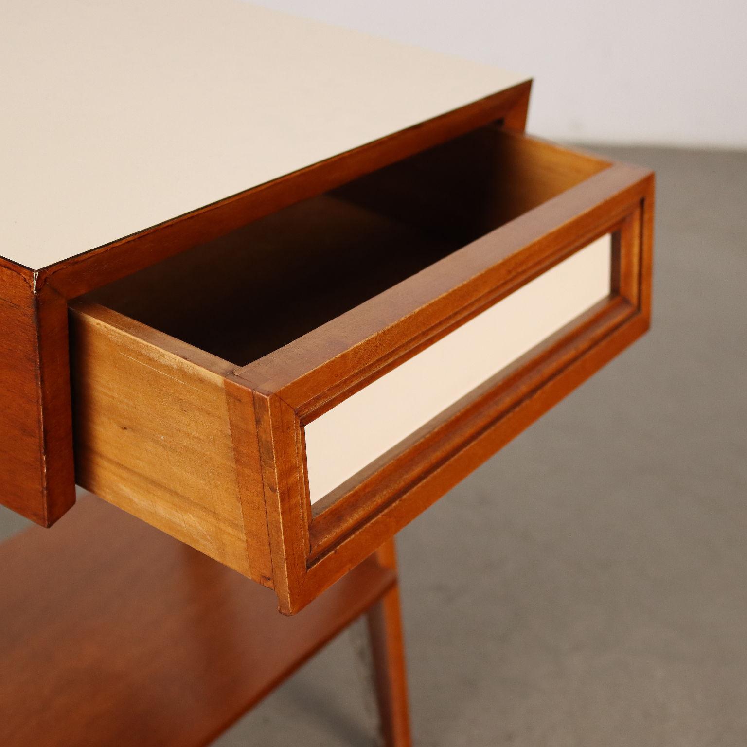 Mid-Century Modern Pair of Bedside Tables Beech Laminate Italy, 1950s