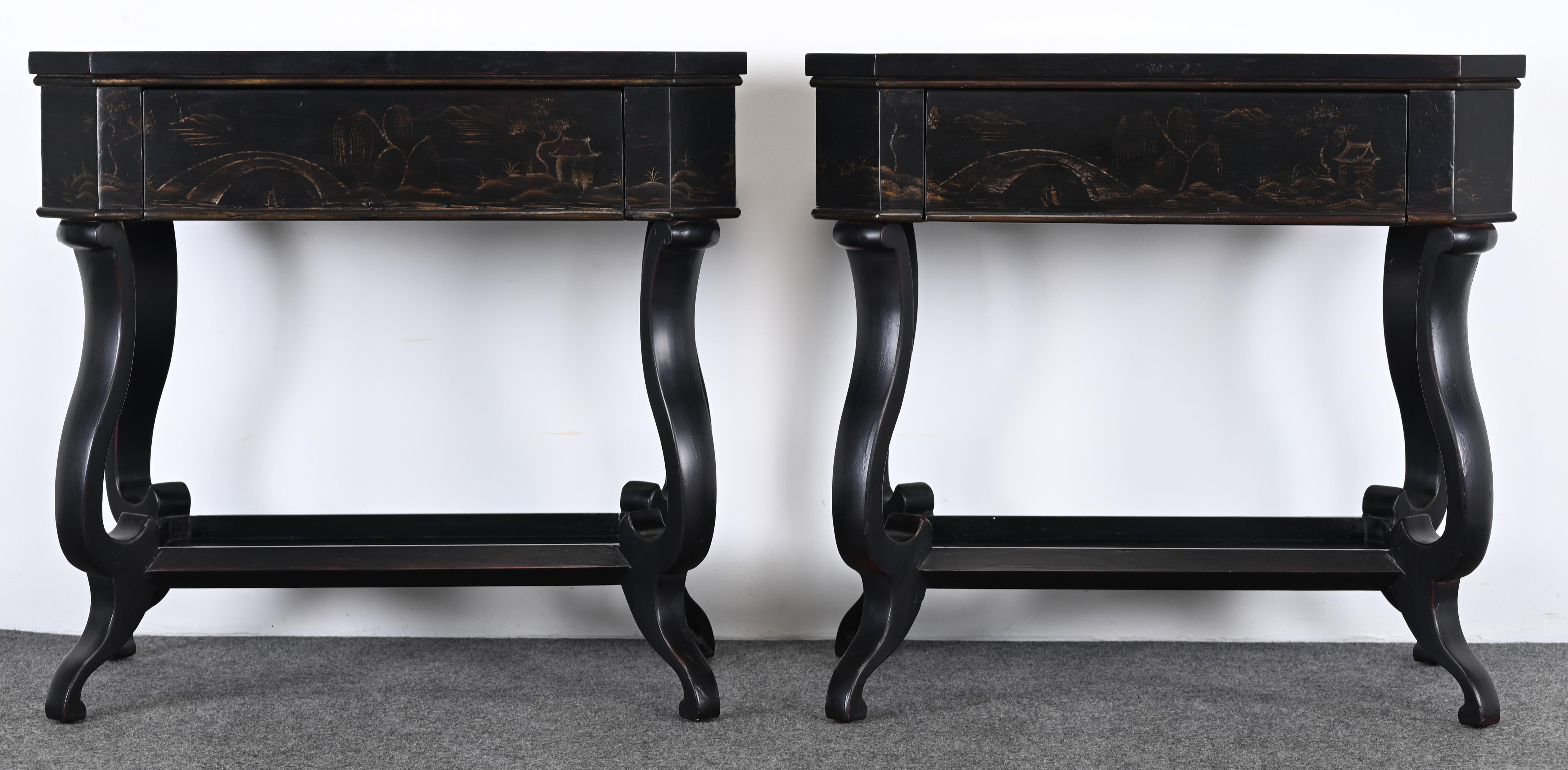Painted Pair of Bedside Tables by Baker for the Charleston Collection, 20th Century