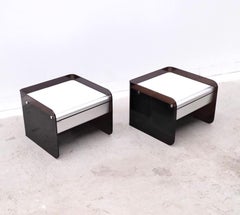 Pair of bedside tables by Bernard Govin published by Duralinox