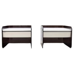 Pair of bedside tables by Bernard Govin published by Duralinox