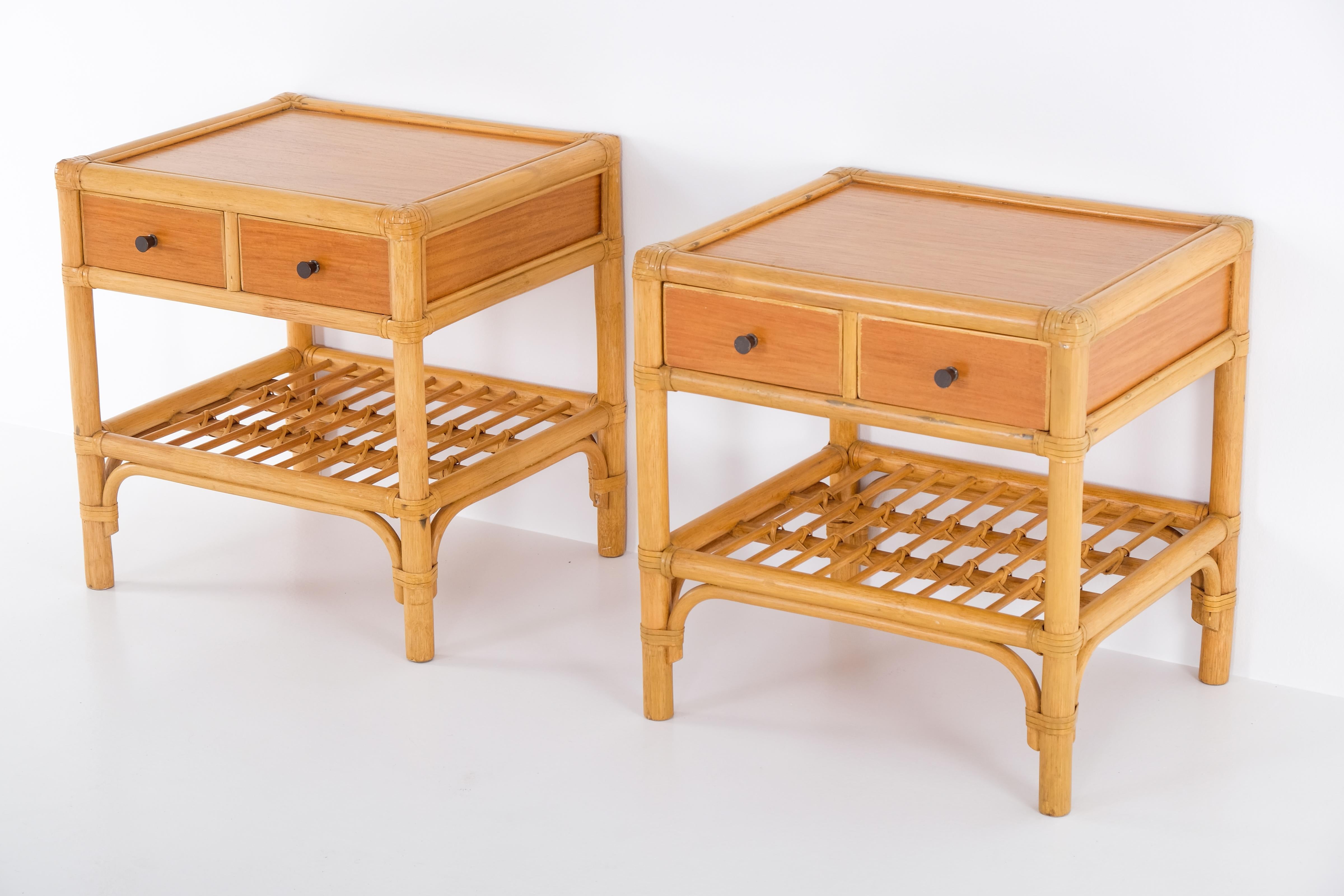 Late 20th Century Pair of bedside tables by DUX, Sweden, 1970s For Sale