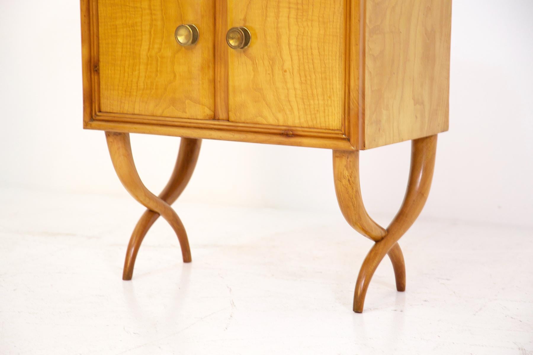 Pair of Bedside Tables by Paolo Buffa in Wood Glass and Brass, 1950s 1