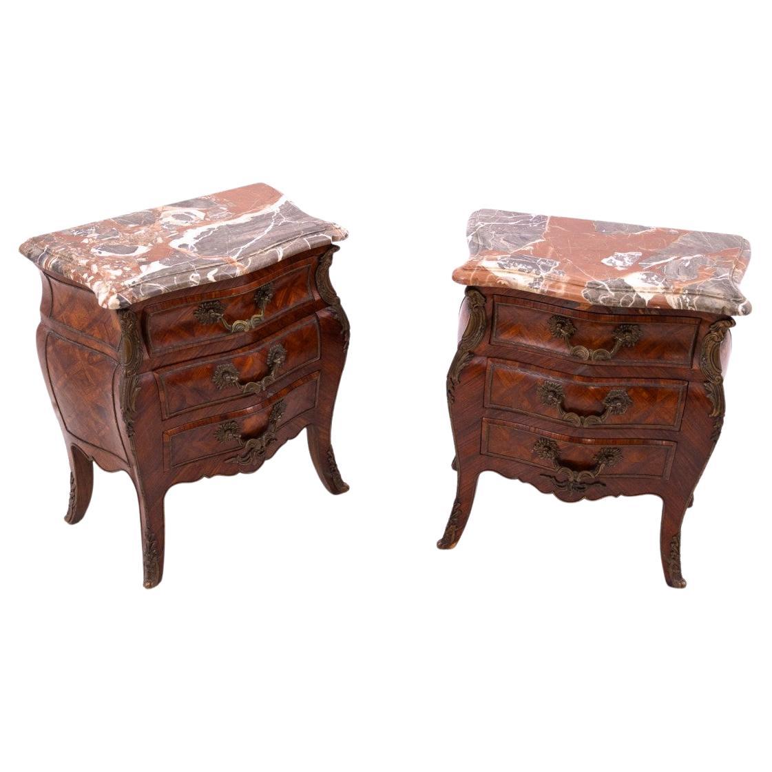 Pair of bedside tables/chests of drawers, France, circa 1920.