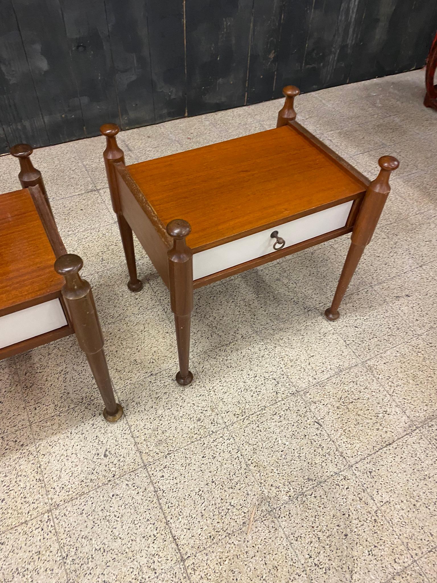 Mid-Century Modern two Bedside Tables, circa 1960 For Sale