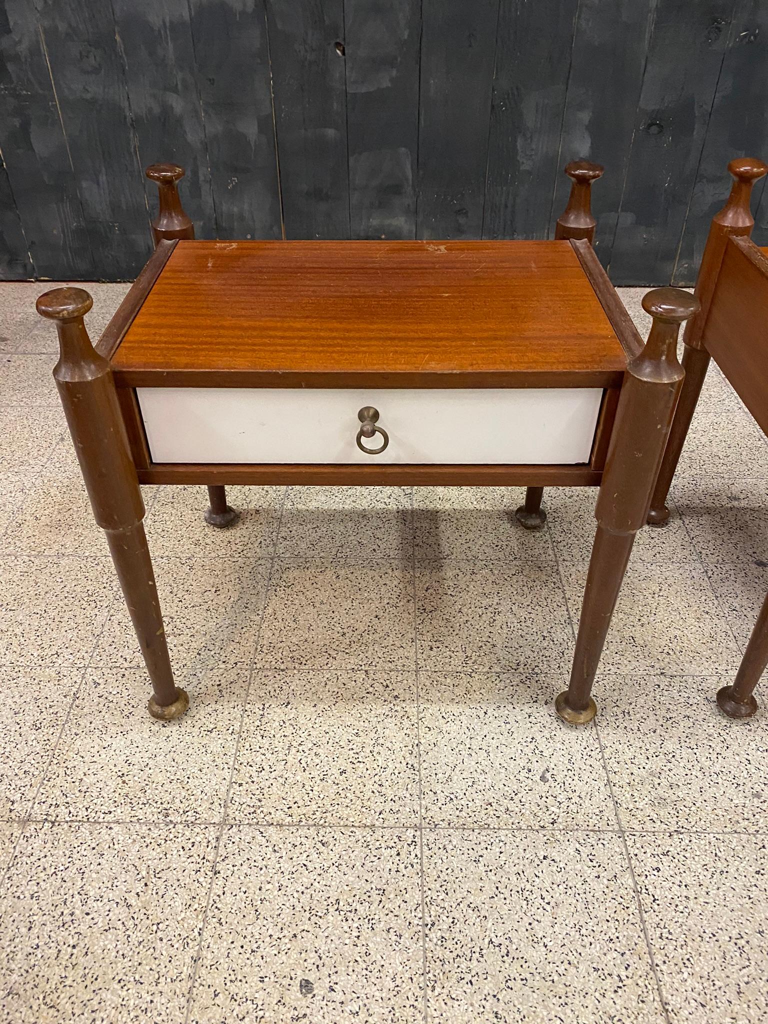 French two Bedside Tables, circa 1960 For Sale