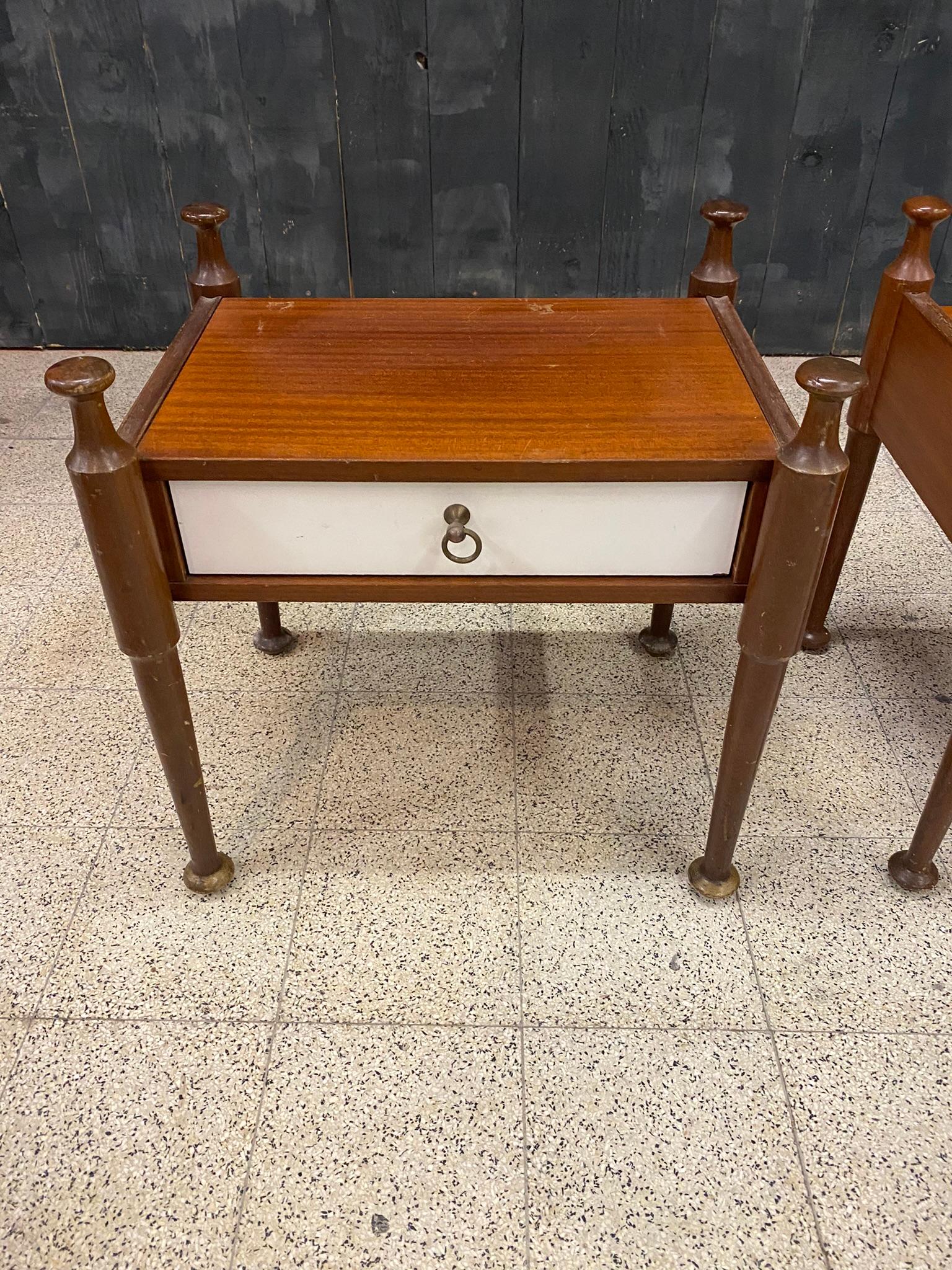 French Pair of Bedside Tables, circa 1960 For Sale