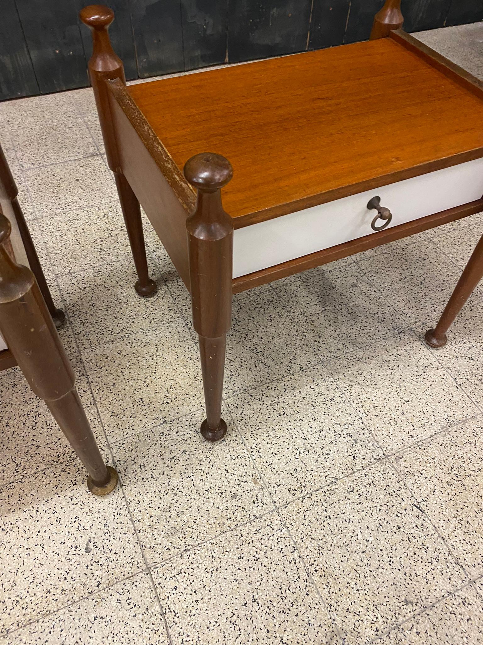 Lacquered Pair of Bedside Tables, circa 1960 For Sale