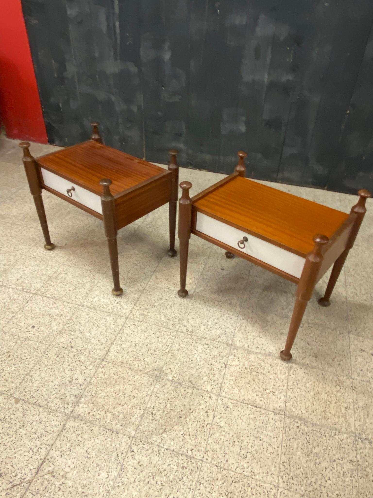 Mid-20th Century two Bedside Tables, circa 1960 For Sale