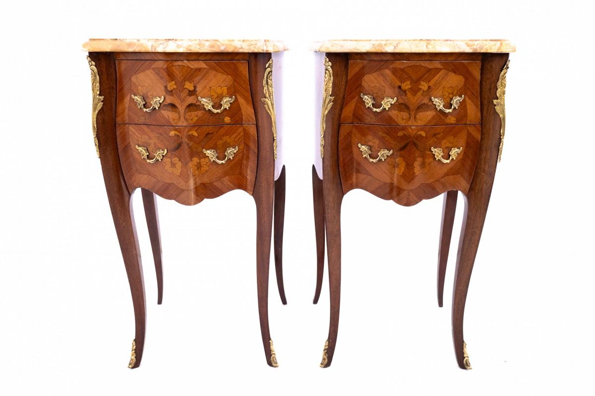 French Pair of bedside tables, early 20th century, France. For Sale