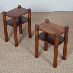 Pair of bedside tables/end tables in solid elm, 1950s–60s