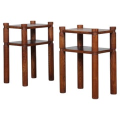Pair of bedside tables/end tables in solid elm, 1950s–60s