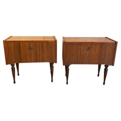 Pair of Bedside Tables from 1970, Italian, Teak Honey Color