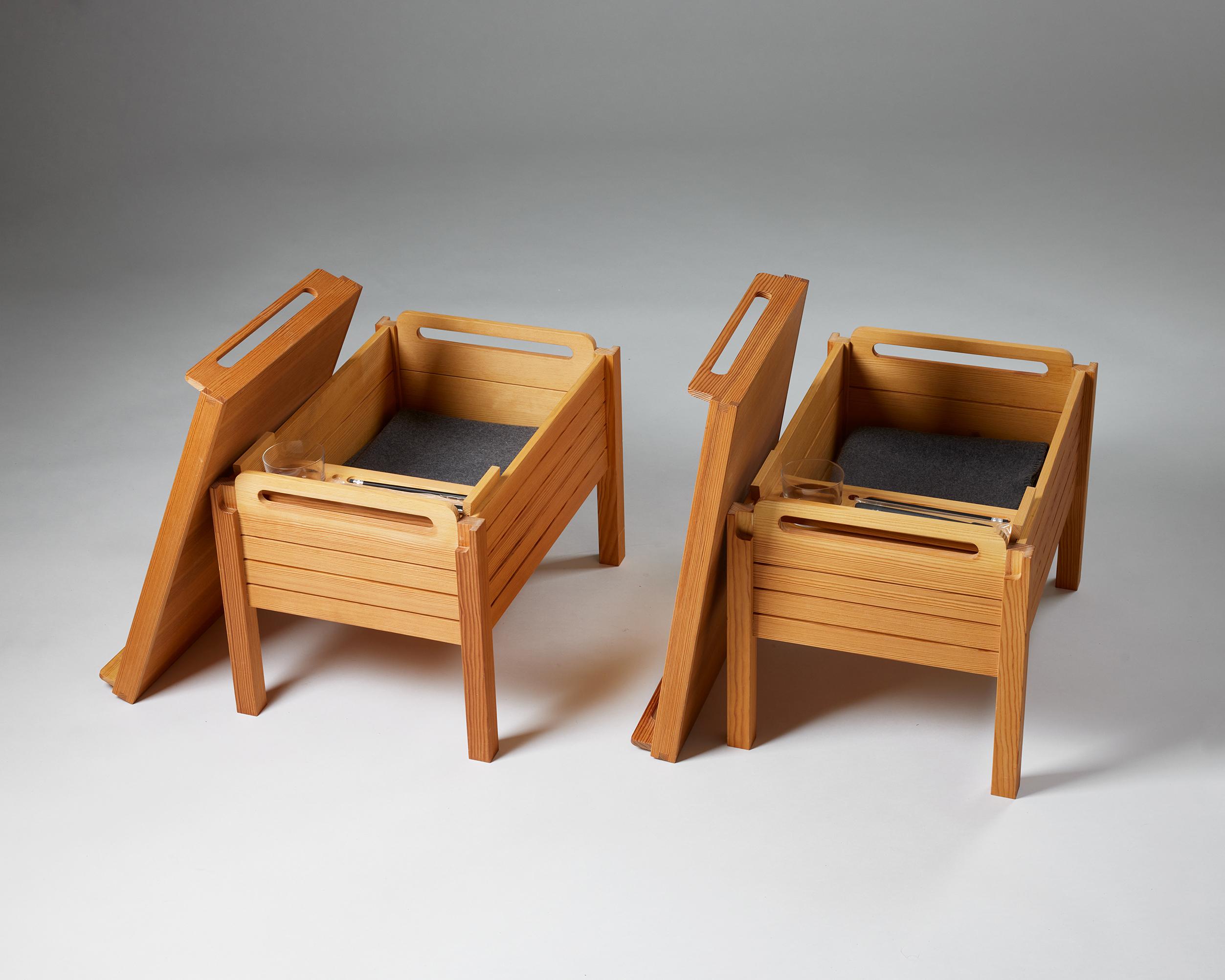 20th Century Pair of Bedside Tables ‘Guest Stool Z’ for the Carl Malmsten Centre, Sweden For Sale