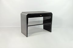 Handcrafted Art Deco Bedside Tables, Black Stone Marquetry, France