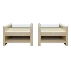 Pair of Bedside Tables in Lacquered Tesselated Bone, 1970s