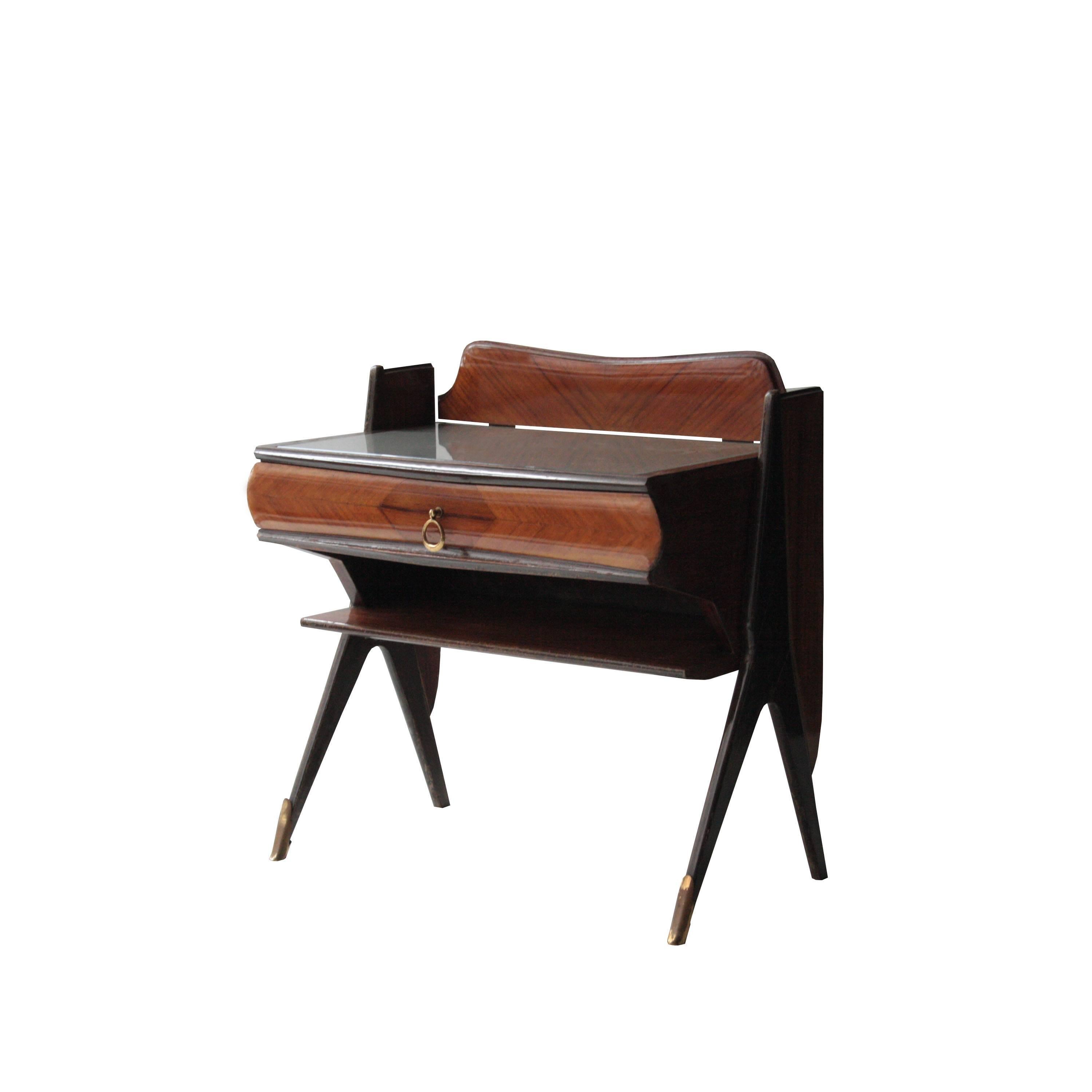 Mid-Century Modern Pair of Bedside Tables in Rosewood Wood, Italy, 1950
