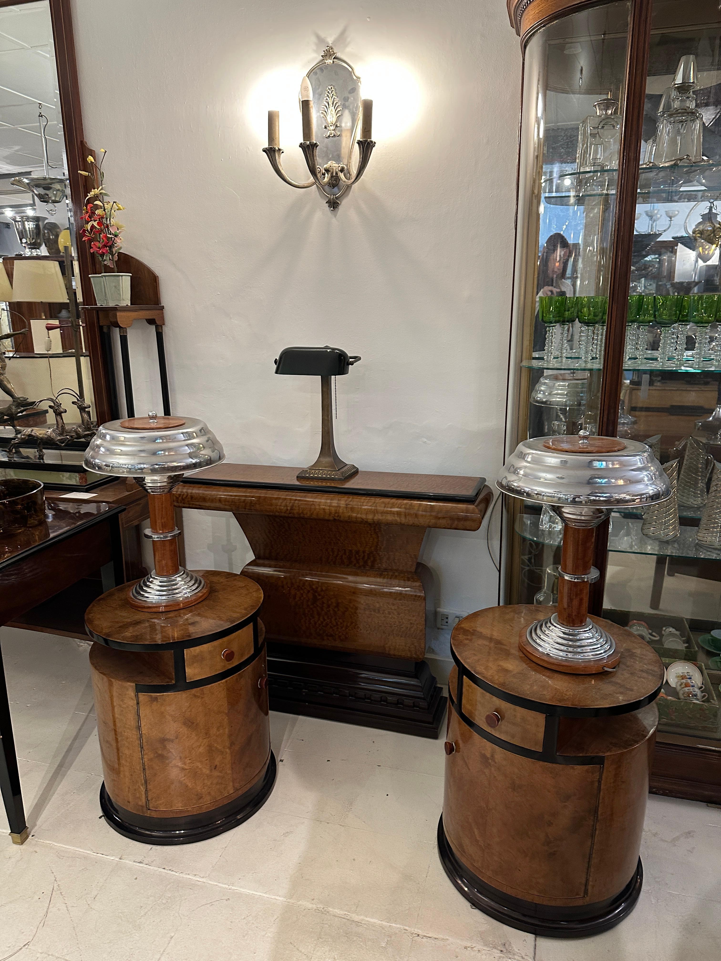 Paire de tables de chevet en bois, 1920, style Art déco en vente 11