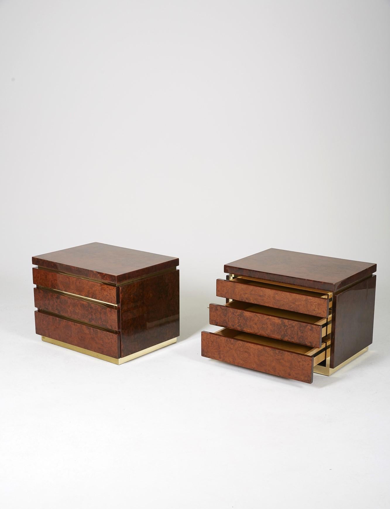 French Provincial Pair of Bedside Tables Jean Claude Mahey, 1970s 