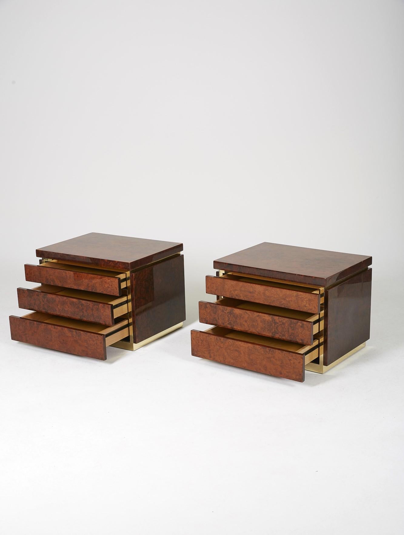 French Pair of Bedside Tables Jean Claude Mahey, 1970s 