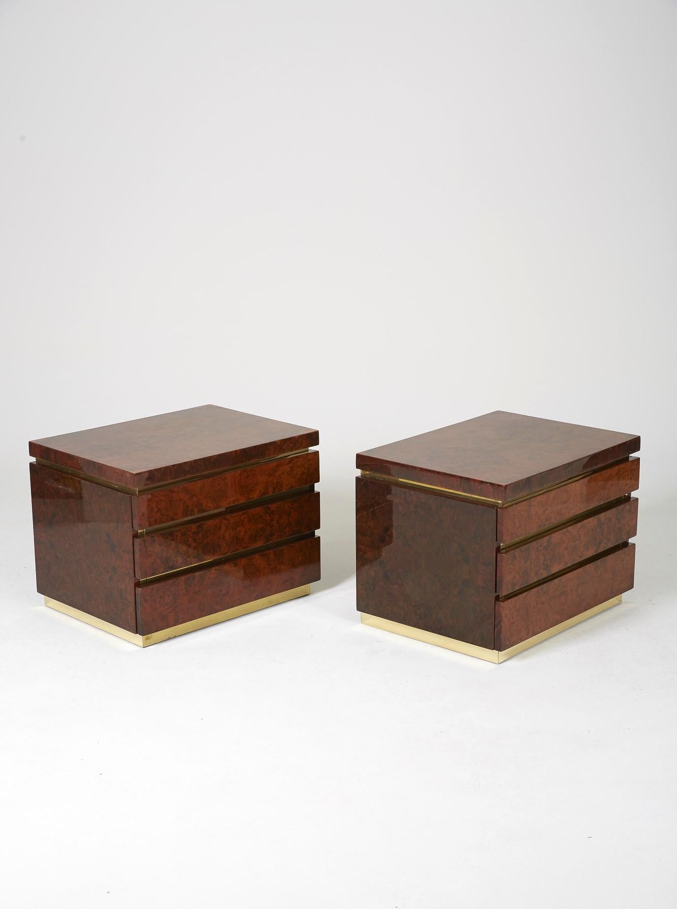 Pair of Bedside Tables Jean Claude Mahey, 1970s  1