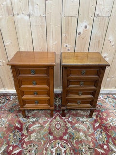 Pair of bedside tables – Louis XVI style – Stained wood and brass – 1970s