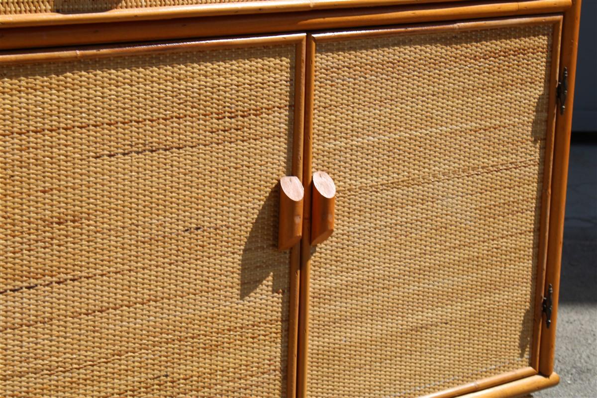 Mid-Century Modern Cabinet  Buffet Made Entirely by Hand in the 1950s in Italy Bamboo Drawers 
