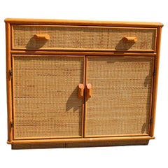 Cabinet  Buffet Made Entirely by Hand in the 1950s in Italy Bamboo Drawers 