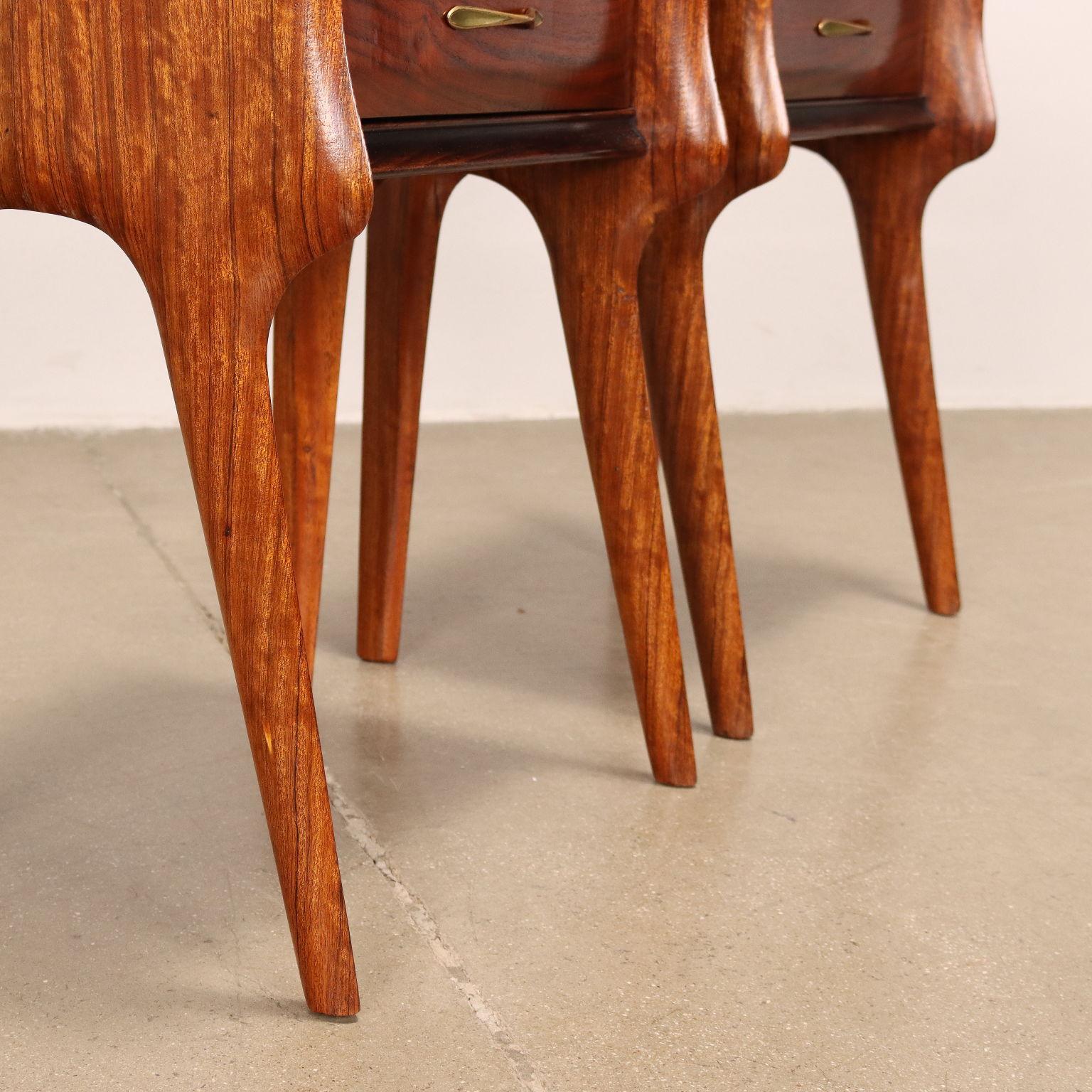 Pair of Bedside Tables Mahogany Italy 1950s 1