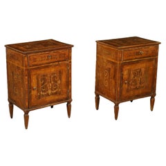 Pair of Bedside Tables Neoclassical Walnut, Italy, 2nd Half 18th Century