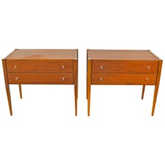 Pair of Bedside Tables Nightstands Made of Red, Brown Cherrywood, 1960s France