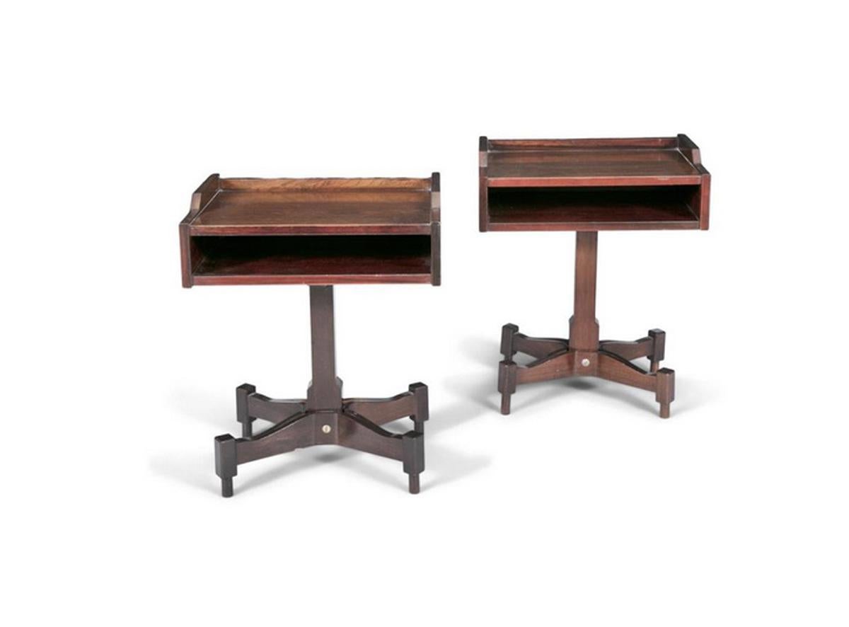 Mid-Century Modern Pair of Bedside Tables / Nightstands
Model ‘SC50’ by Claudio Salocchi (1934–2012) for Sormani, Italy, c. 1960

A refined pair of Mid-Century Modern bedside tables designed by Claudio Salocchi for Sormani in the early 1960s. Model