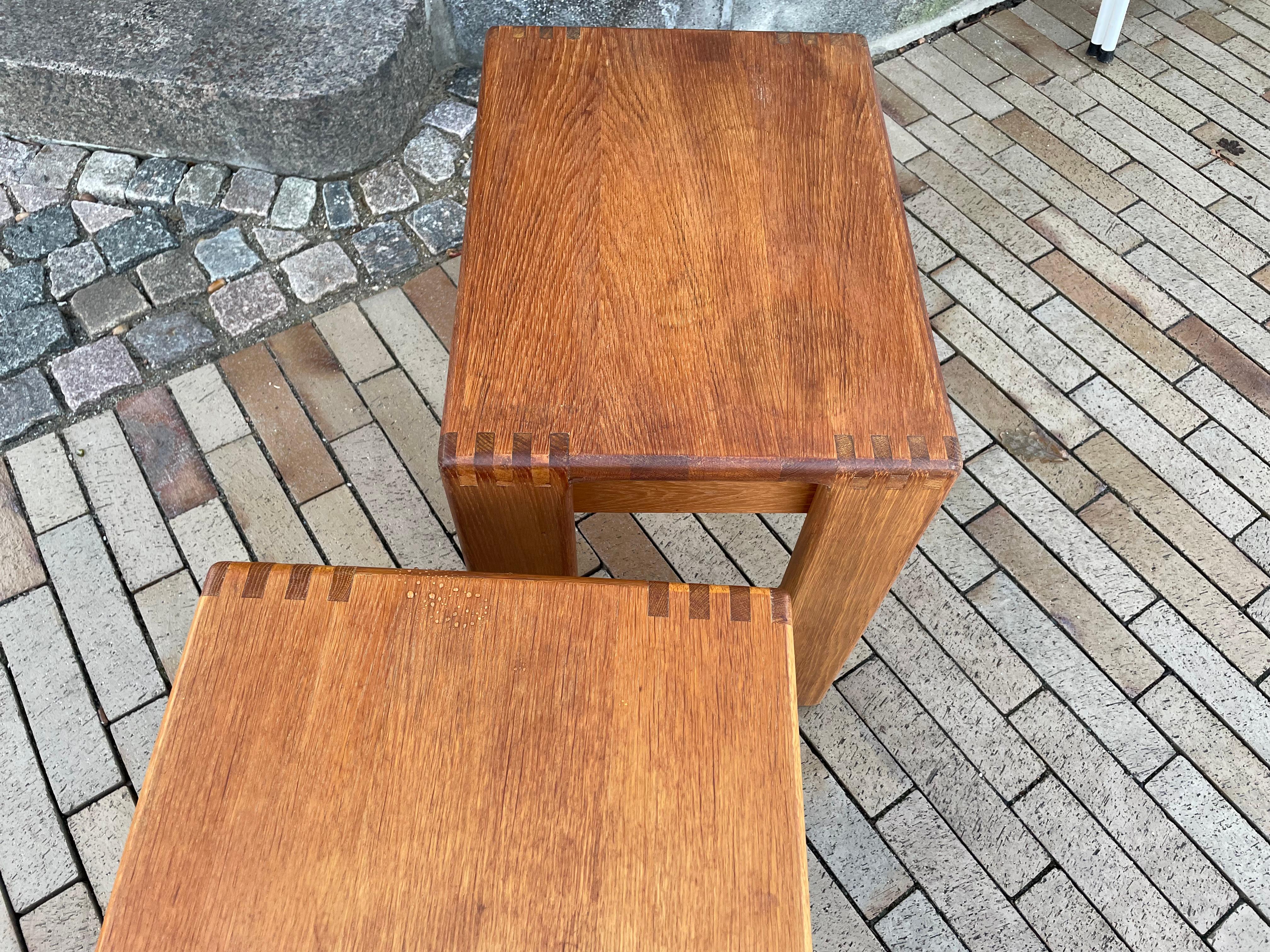 Pair of Bedside Tables Nightstands Oak, Esko Pajamies for Asko Finland 1960s For Sale 8
