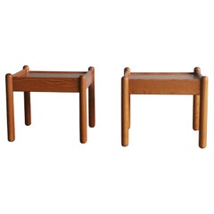 Pair of Bedside Tables Pine Wood, Denmark 1970s