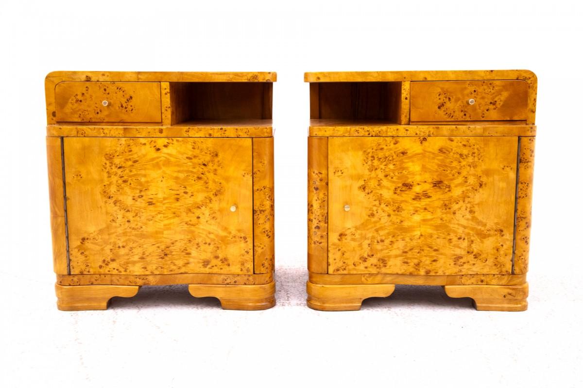 Art déco Paire de tables de chevet, Pologne, vers 1940. en vente