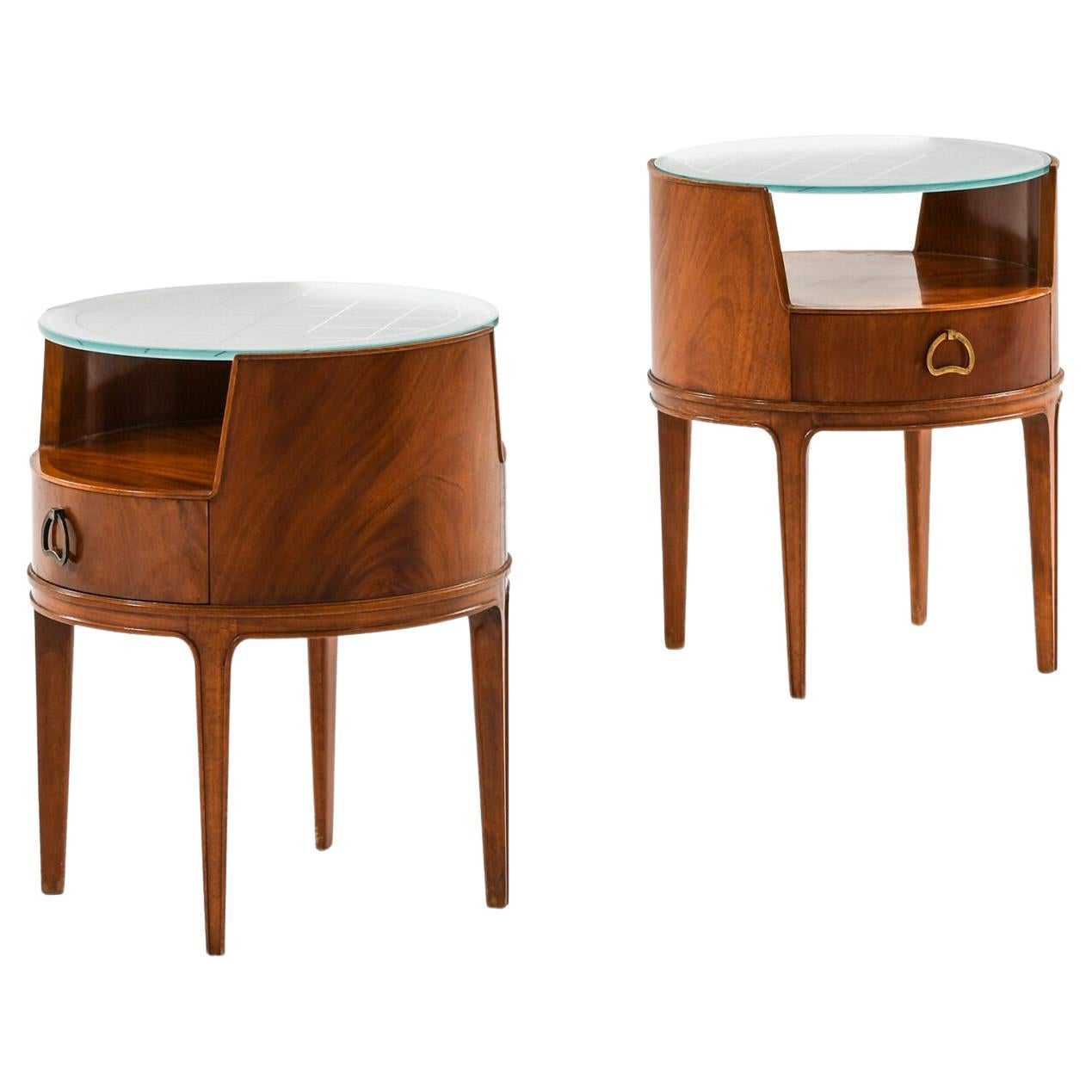 Pair of Bedside Tables / Side Tables in Mahogany by Axel Larsson, 1940s For Sale