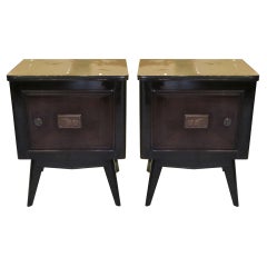 Vintage Pair of bedside tables with dog carved on its front , 1950, American