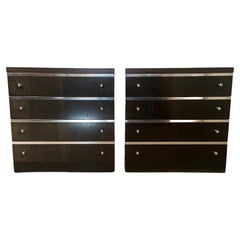 Pair of Bedside Tables with Wenge Drawers and Silver Ornaments, Belgian, 1960s