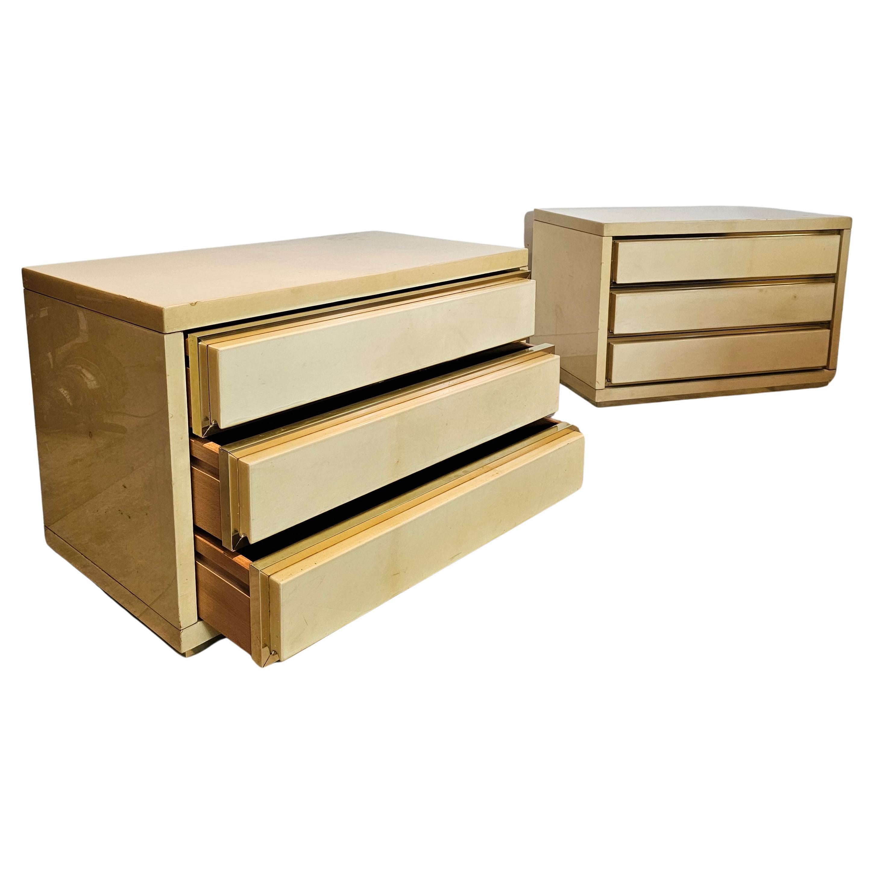 Pair of Bedsides in Ivory Color, from Aldo Tura, Italy 1970s