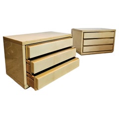 Retro Pair of Bedsides in Ivory Color, from Aldo Tura, Italy 1970s