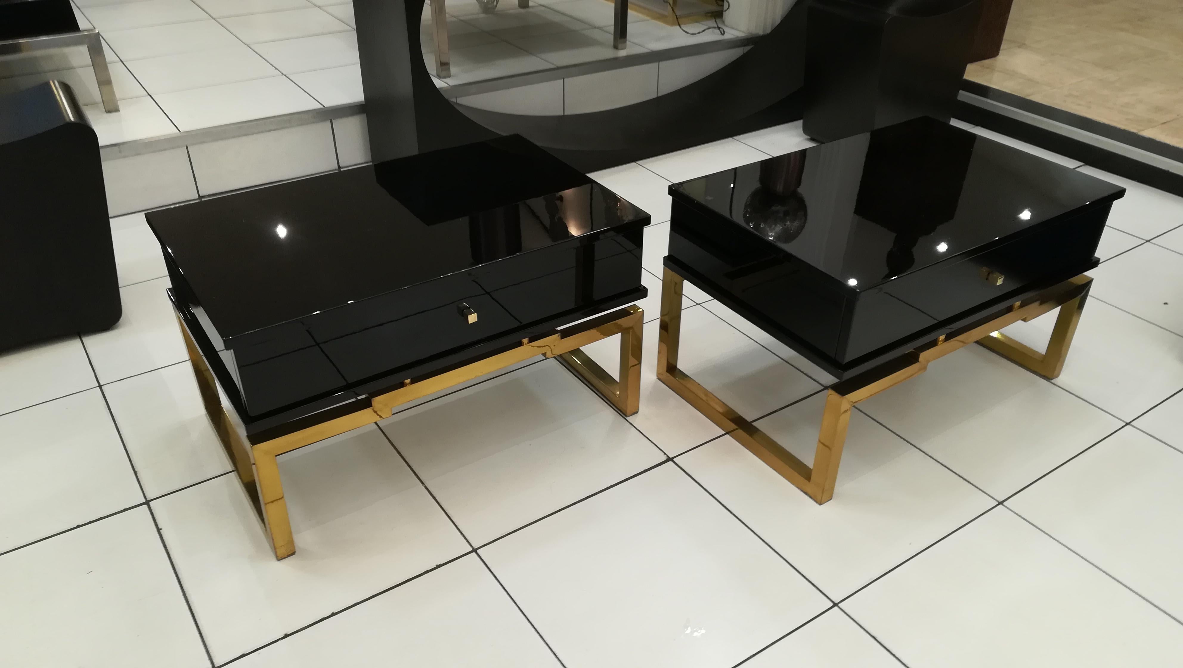 Pair of Bedsides or End Tables in Lacquered Wood, circa 1970 In Excellent Condition In Saint-Ouen, FR