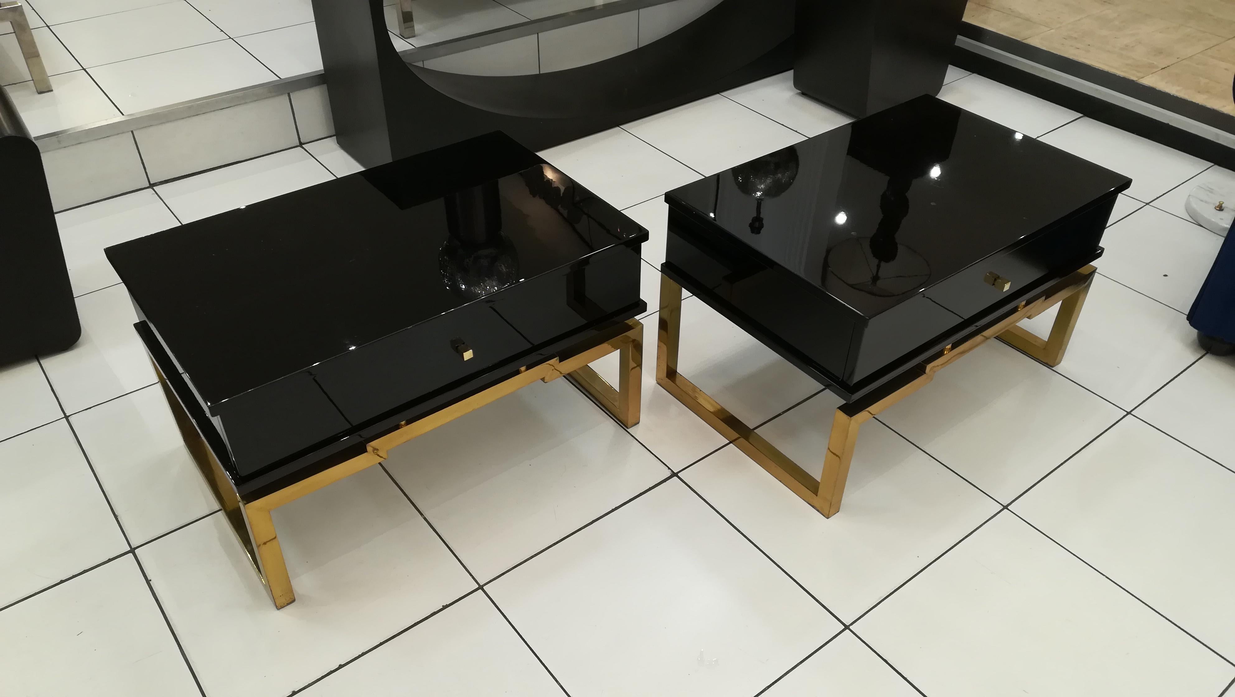 Pair of Bedsides or End Tables in Lacquered Wood, circa 1970 1