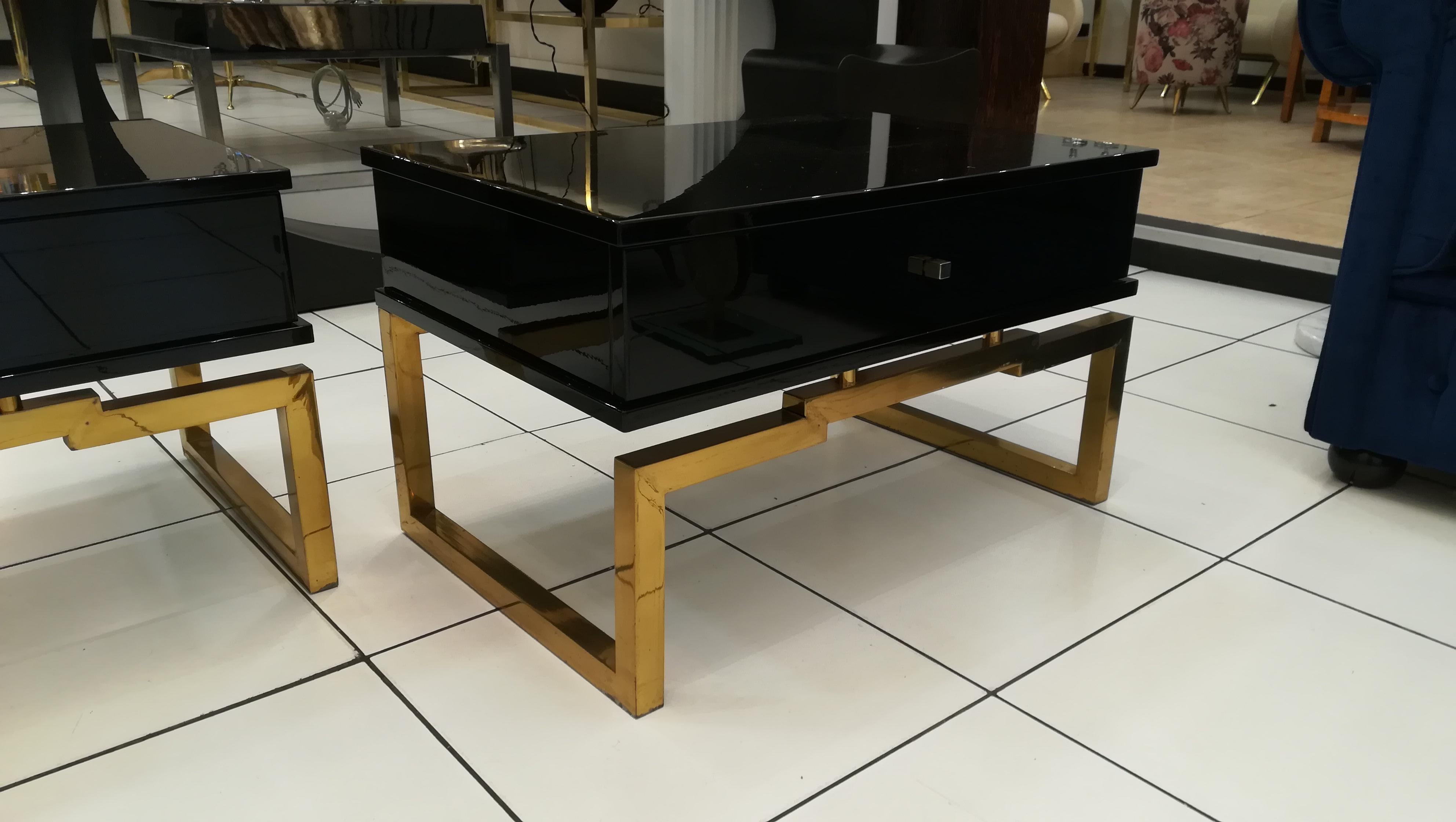 Pair of Bedsides or End Tables in Lacquered Wood, circa 1970 2